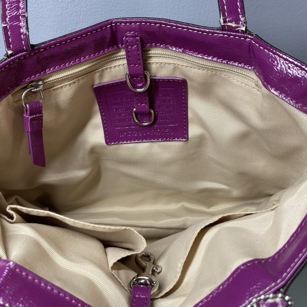 COACH Purse Handbag‎ Tan W/Hot Pink 7x11x2" - Picture 13 of 16